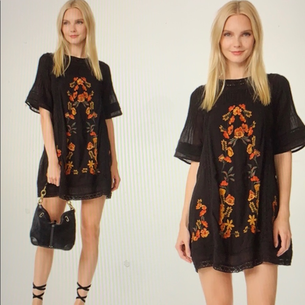 Free people perfectly Victorian minidress in black